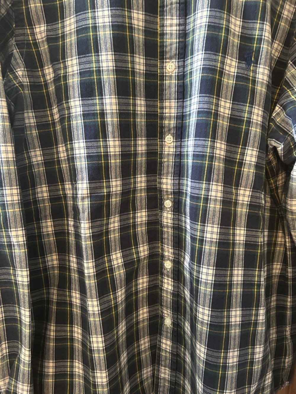 Polo by Ralph Lauren Navy, Green & White Plaid Button-Down Shirt - Picture 3 of 3